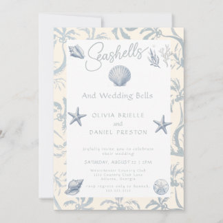 Elegant Coastal Seashell Wedding Invitation