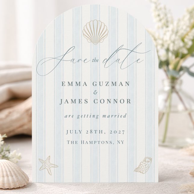 Elegant Coastal Seashell Wedding Save the Date Invitation (Creator Uploaded)