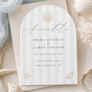 Elegant Coastal Seashell Wedding Save the Date Invitation