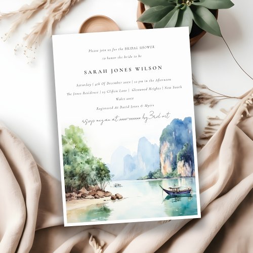 Elegant Coastal Thailand Seascape Bridal Shower Invitation