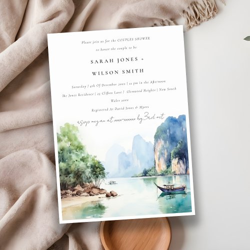 Elegant Coastal Thailand Seascape Couples Shower Invitation