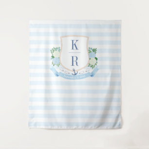 Elegant Coastal Wedding Crest Photo Backdrop