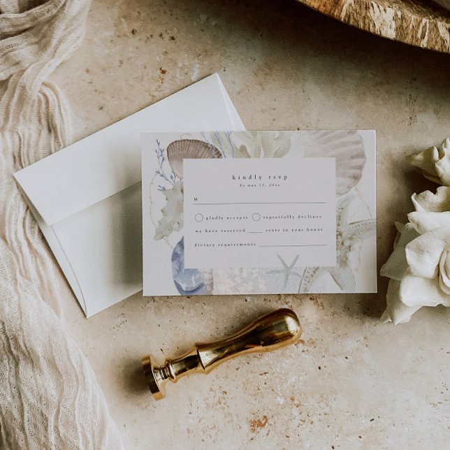 Elegant Coastal Wedding RSVP Card (Creator Uploaded)
