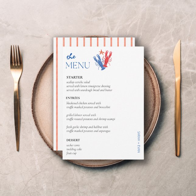 Elegant Coastal Wedding Table Menu Cards Flat Menu (Creator Uploaded)