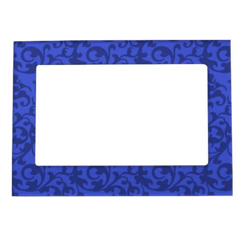 Elegant Cobalt Blue Damask Scrolls Magnetic Photo Frame