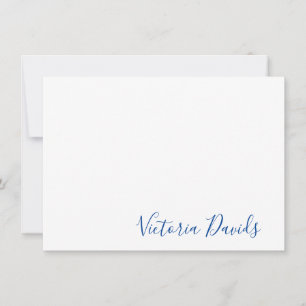 Elegant Cobalt Blue Personalized Signature Script Note Card