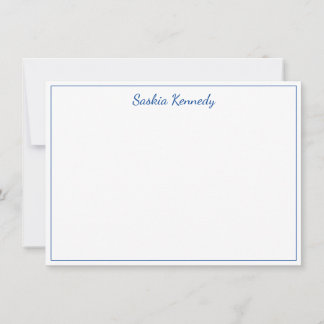 Elegant Cobalt Blue Script Border Personalized Note Card