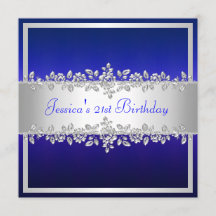 Elegant Cobalt Blue Silver Roses Birthday Party