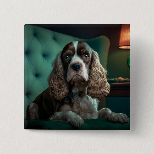 Elegant Cocker Spaniel Classic Portrait Design Button (Front)