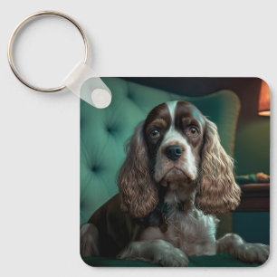 Elegant Cocker Spaniel Classic Portrait Design Keychain