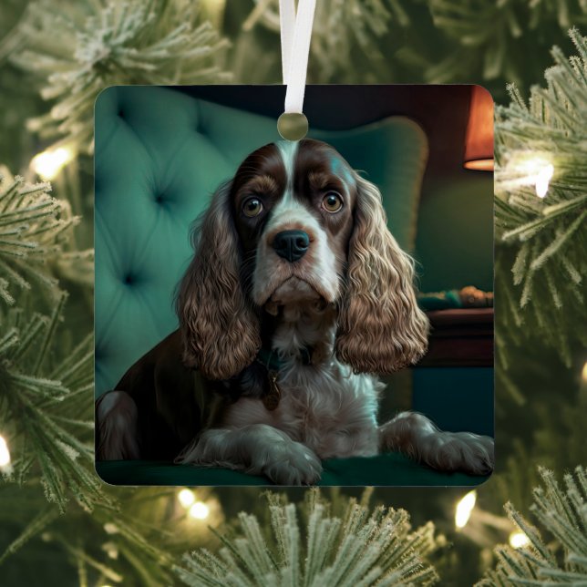Elegant Cocker Spaniel Classic Portrait Design Metal Ornament (Insitu)