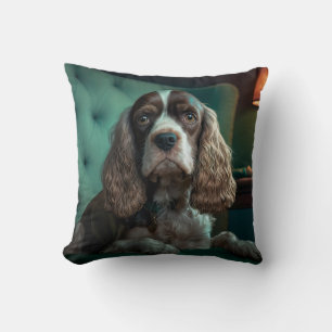 Elegant Cocker Spaniel Classic Portrait Design Throw Pillow