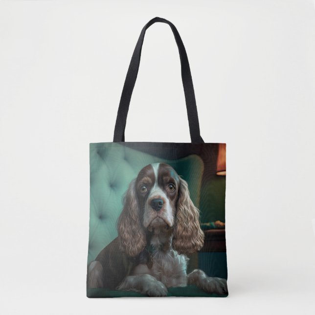 Elegant Cocker Spaniel Classic Portrait Design Tote Bag (Front)