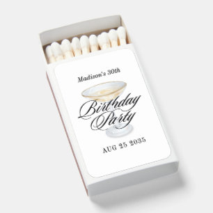 Elegant Cocktail Any Age Adult Birthday Matchboxes