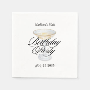 Elegant Cocktail Any Age Adult Birthday Napkins