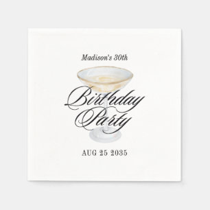 Elegant Cocktail Any Age Adult Birthday Napkins