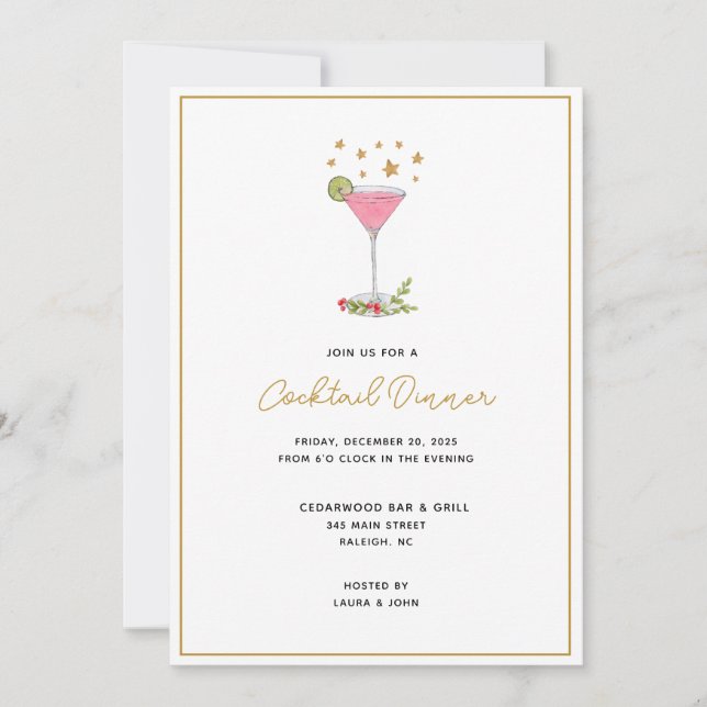 Elegant Cocktail Holiday party Invitation  (Front)