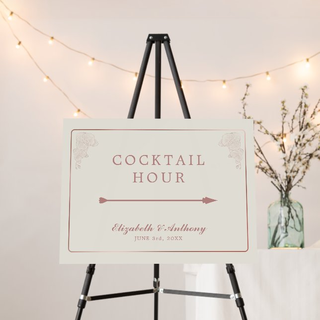 Elegant Cocktail Hour Wedding Reception Sign (In Situ (Stand))