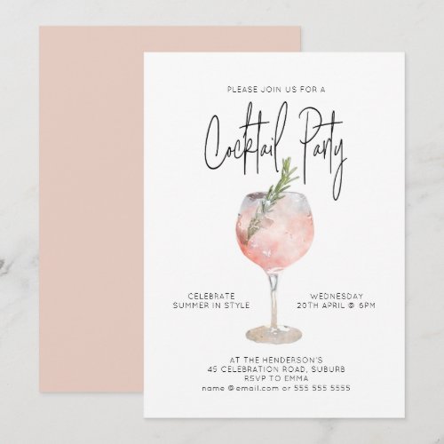 Elegant Cocktail Party Pink Invitation