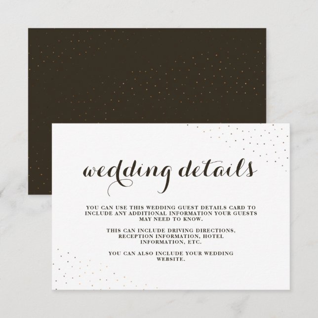 Elegant Cocoa and White with Dots Wedding Details Enclosure Card (Front/Back)