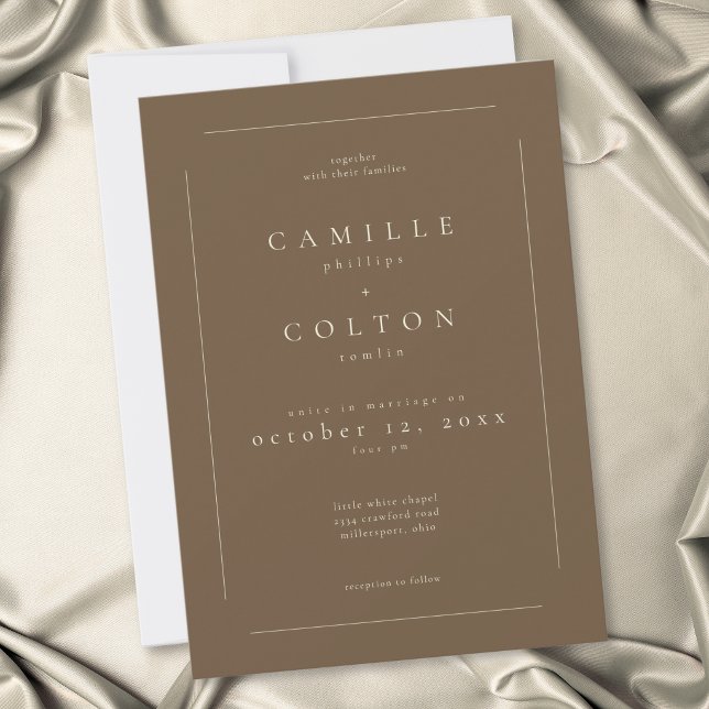 Elegant Cocoa Brown Minimalist Modern Wedding Invitation (Elegant Cocoa Brown Minimalist Modern Wedding Invitation)