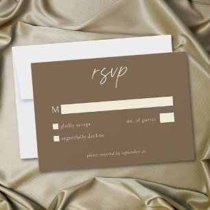 Elegant Cocoa Brown Minimalist Wedding RSVP Card