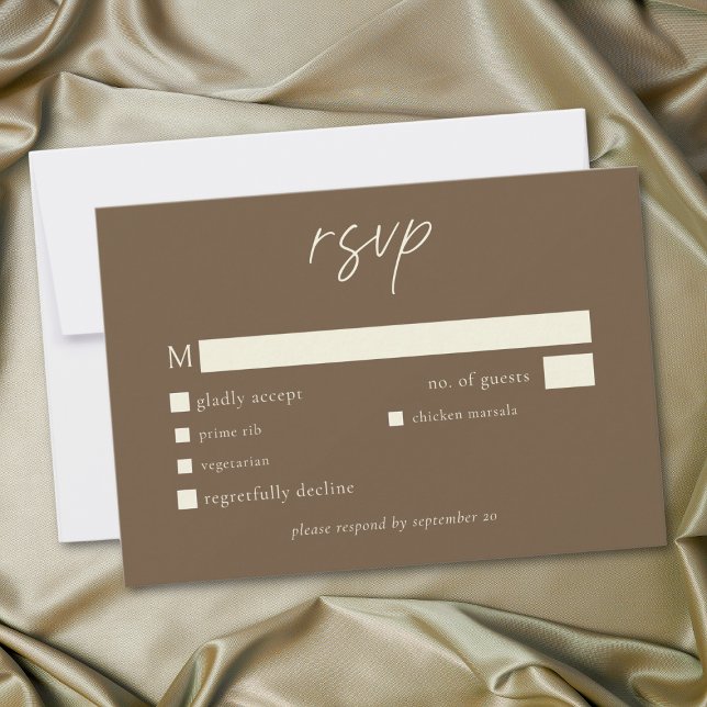 Elegant Cocoa Brown Minimalist Wedding RSVP Card (Elegant Cocoa Brown Minimalist Wedding RSVP Card)