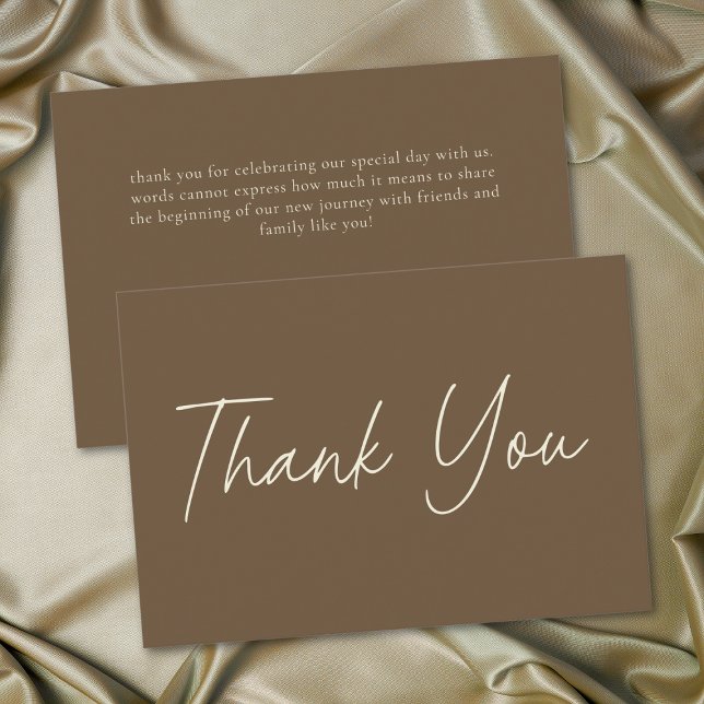 Elegant Cocoa Brown Minimalist Wedding Thank You Card (Elegant Cocoa Brown Minimalist Wedding Thank You Card)
