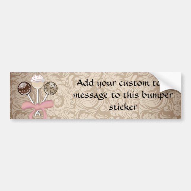 Elegant Cocoa Damask Cake Pop Bumper Sticker (Front)