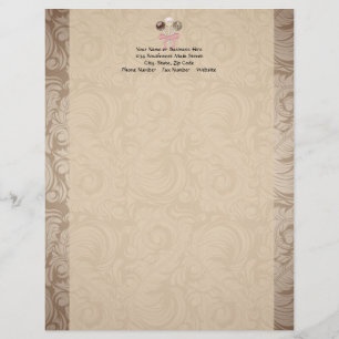 Elegant Cocoa Damask Cake Pop Letterhead