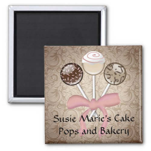 Elegant Cocoa Damask Cake Pop Magnet