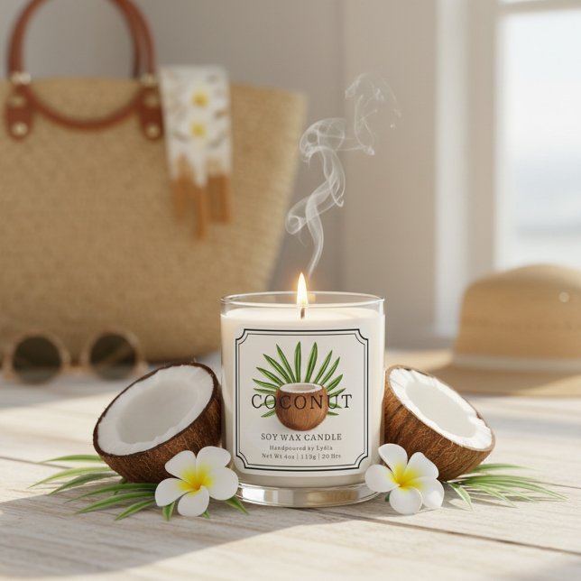 Elegant Coconut Soy Wax Candle Business Label (Creator Uploaded)