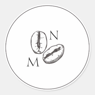Elegant Coffee Bean Botanical Bohemian Style Classic Round Sticker