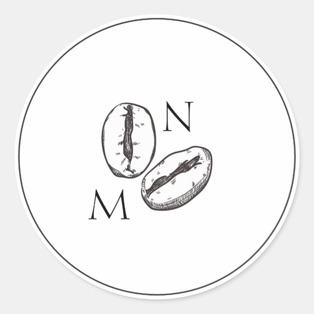 Elegant Coffee Bean Botanical Bohemian Style Classic Round Sticker (Front)