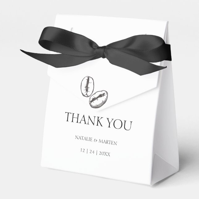 Elegant Coffee Bean Botanical Bohemian Wedding Favor Boxes (Front Side)