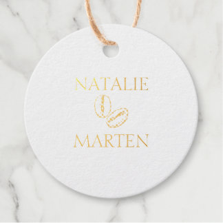 Elegant Coffee Bean Simple Botanical Bohemian Foil Favor Tags