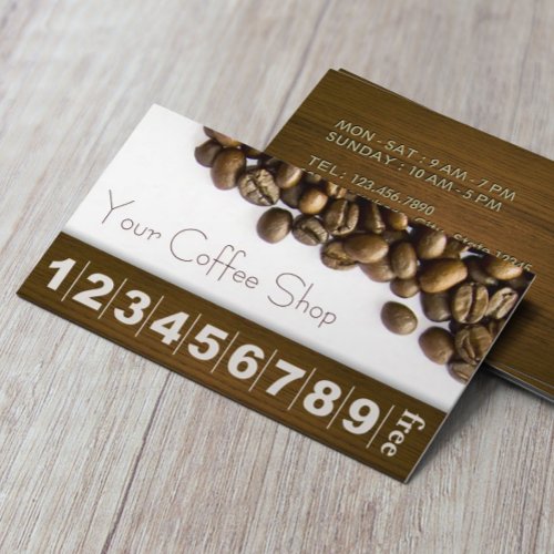Classy Coffee Beans Coffee Business Loyalty Card Business Card Template