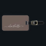 Elegant Coffee Brown Script Name Personalized Luggage Tag<br><div class="desc">Elegant Coffee Brown Script Name Personalized Luggage Tag</div>