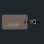 Elegant Coffee Brown Script Name Personalized Luggage Tag<br><div class="desc">Elegant Coffee Brown Script Name Personalized Luggage Tag</div>