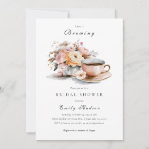 Elegant Coffee Love is Brewing Bridal Shower Invitation