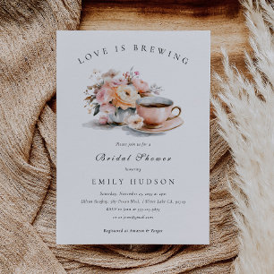 Elegant Coffee Love is Brewing Bridal Shower Invitation