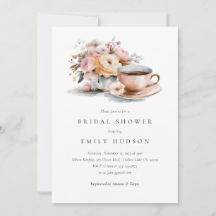 Elegant Coffee Love is Brewing Bridal Shower Invitation
