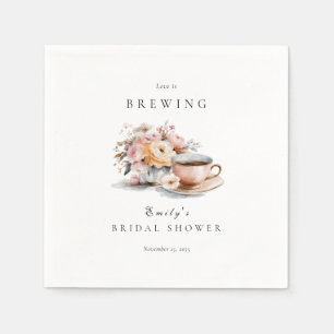 Elegant Coffee Love is Brewing Bridal Shower Napkins