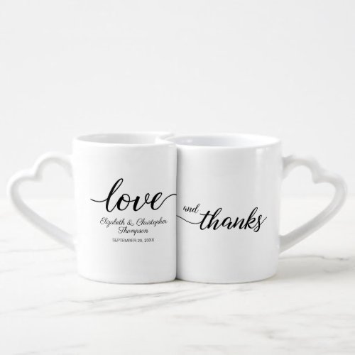 Elegant Coffee Lovers Wedding Love  Thanks favor Coffee Mug Set