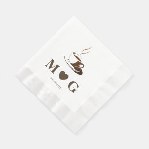 Elegant Coffee Party Wedding Coined Luncheon Napkins