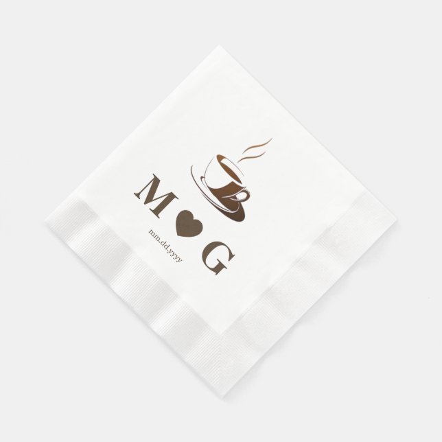 Elegant Coffee Party Wedding Coined Luncheon Napkins (Corner)