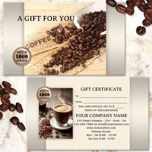Elegant Coffee Photo Gift Certificate