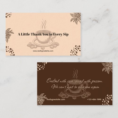 Elegant Coffee Thank You Card Warm Brown