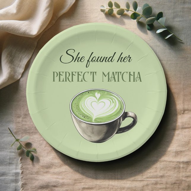 Elegant Coffee Theme Perfect Matcha Bridal Shower Paper Plates (Creator Uploaded)