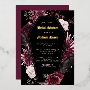 Elegant Coffin Rose Bridal Shower Foil Invitation